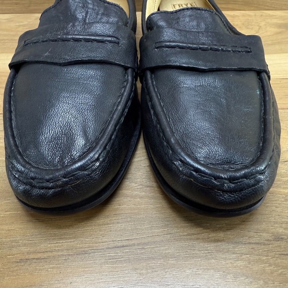 FRYE Black Leather Loafers Womens 10 Black Soft Leather Flats - Picture 3 of 11